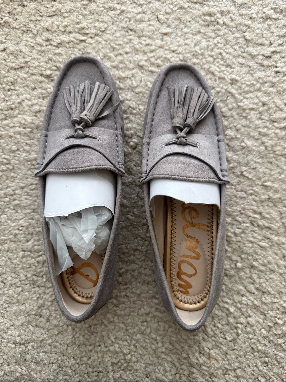 Sam Edelman Grey Suede Tassel Loafers